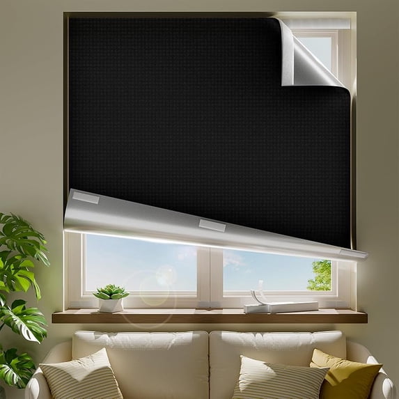 42" W x 60" L 100% Portable Blackout Curtains, Total Darkness No-Drill ...
