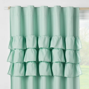 42"W x 63"L Ruffle Kids' Blackout Window Curtain Panel Mint Green
