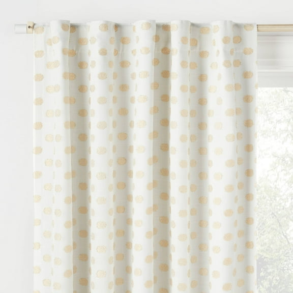 42"W x 84"L Clipped Dotted Kids' Blackout Window Curtain Panel Metallic Gold