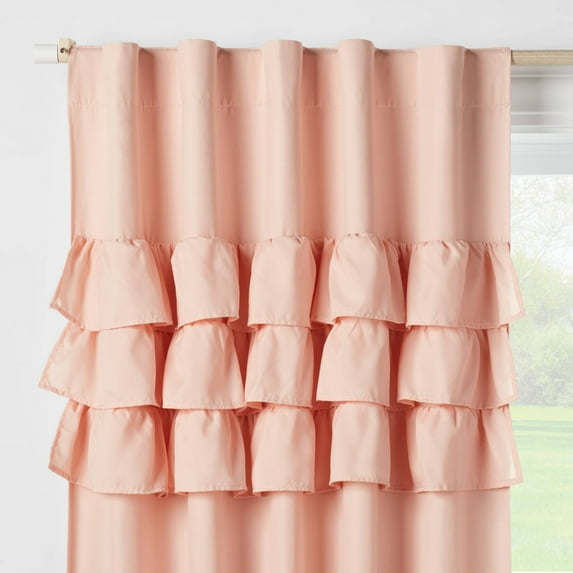42"W x 84"L Ruffle Kids' Blackout Window Curtain Panel Pink