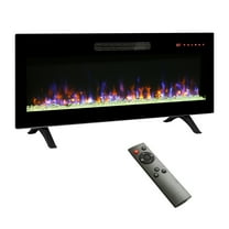 42" Wall Mounted Electric Fireplace with Remote,Timer and Touch Screen, Ultra-Thin Fireplace Heater with Multi-color Flame, Recessed Electric Fireplace for Living Room, Black
