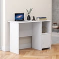 thumbnail image 1 of 42" White Home Office Computer Desk with Cabinet & Storage Shelf, Modern Executive Desk for Small Spaces, 1 of 8