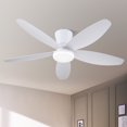 thumbnail image 1 of 42" White Low Profile Ceiling Fan with LED Dimmable Light, Flush Mount, Remote/APP Control, Reversible Motor, 1 of 22