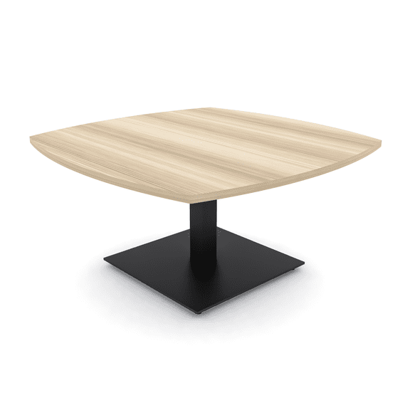 42" Wide Arc Boat Shaped Coffee Table With Square Metal Base