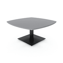 42" Wide Arc Boat Shaped Coffee Table With Square Metal Base