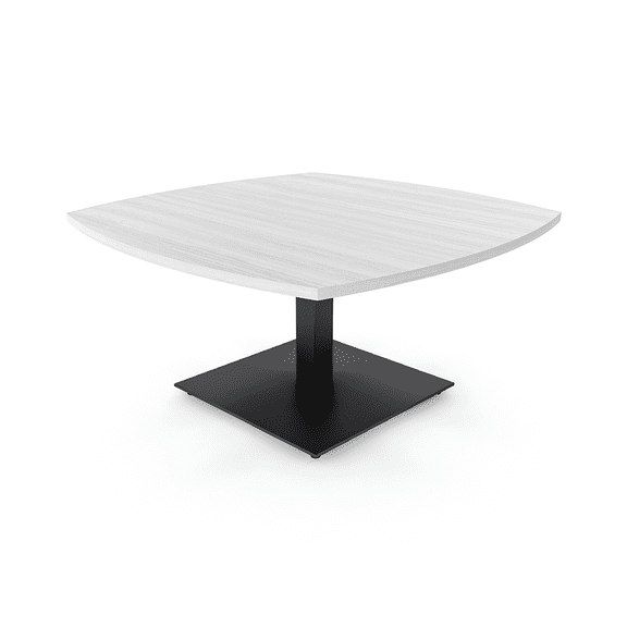 42" Wide Arc Boat Shaped Coffee Table With Square Metal Base