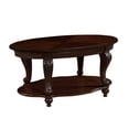 thumbnail image 1 of 42" Wood Coffee Table for Living Room,  2-Tier Oval Coffee Table with Open Storage Shelf, Antique Table Legs with Elegant Carvings, Easy Assembly, Cherry, 1 of 9