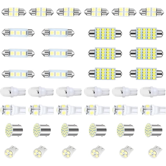 42 count  LED Lights Interior Kit, T10 31 mm 36 mm 41 mm Reading Light License Plate Light, Plug and Play Wide Angle Ultra-bright LED Interior Lights, Universal  Lights Interior (White)