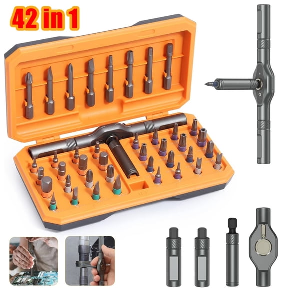 42 in 1 Magnetic Ratchet Screwdriver Set, 40 S2 Steel Bits with Storage Case for DIY Home Electronics Repair