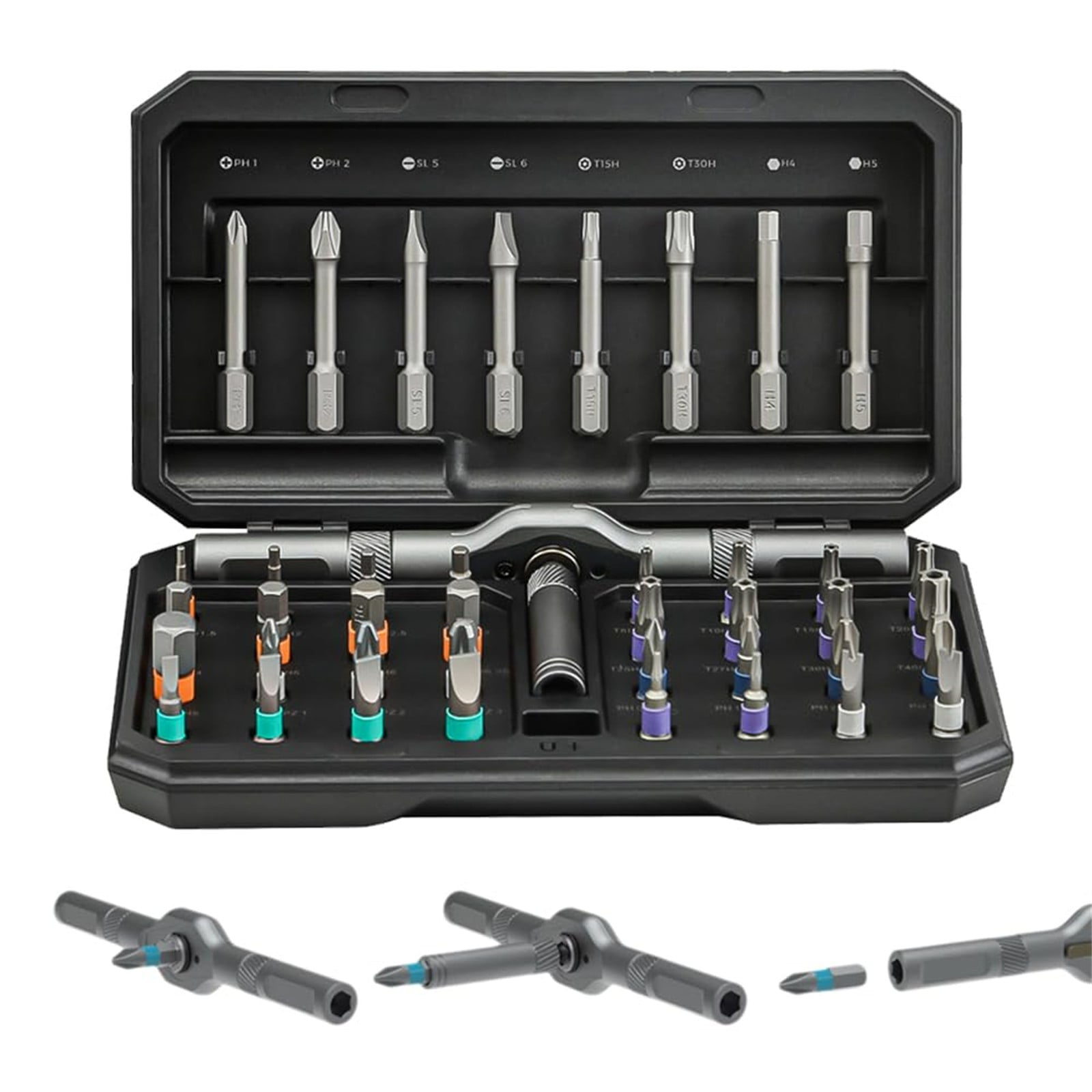 Jkung 42-in-1 Magnetic Screwdriver Set With Ratcheting Handle Multipurpose Multi Bit Magnetic Screwdriver Set With Storage Box Electronic Repair Tool