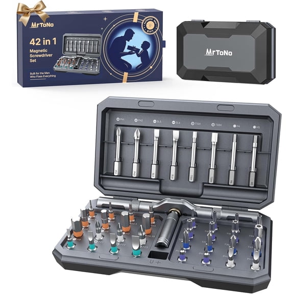 42-in-1 Magnetic Screwdriver Set, Screwdriver Set with Storage Case, Father’s Day Gifts for men, Cool Gadgets for Men, Ratcheting for Furniture, Computer, Bicycle, and DIY