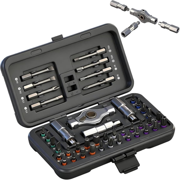 42 in 1  Ratcheting  Set, Precision Repair Tool Kit with S2 Steel Bits &  T-Handle, Multi Bit  Set for PC, Electronics, Furniture,  & DIY