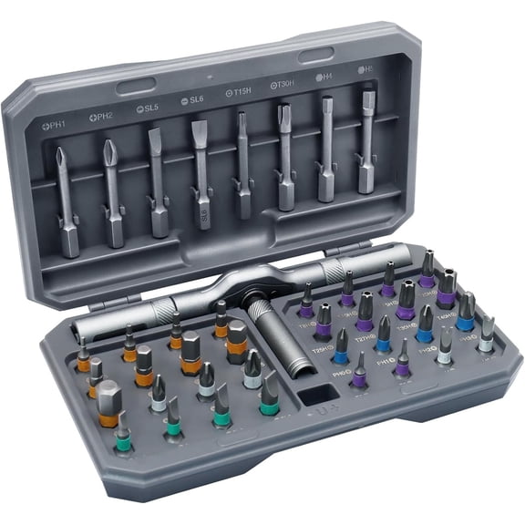 42 in 1   Set, Ratchet  Set with Detachable Ratchet Handle, Precision Repair Tool Kit for Furniture  DIY Repairing, Black