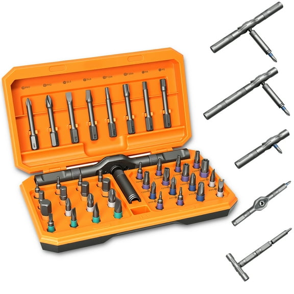 42 in 1 T-Shaped Ratchet Screwdriver Kit with Detachable Handle and Storage Case for Furniture, Computer, Bike, and Home Projects
