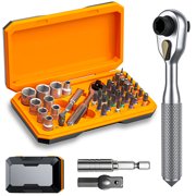 42-in-1 ratchet socket screwdriver set, 70N. m torque, 72-tooth ratchet wrench, S2 steel drill bit and Cr-V sleeve - portable tool kit for car, bicycle, motorcycle and home repair.