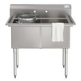 thumbnail image 1 of 42 in. 18-Gauge 2-Compartment Commercial Sink with Backsplash, Bowl Dimensions 18"x18"x14" in Stainless-Steel (KM-SB181814-N3), 1 of 10