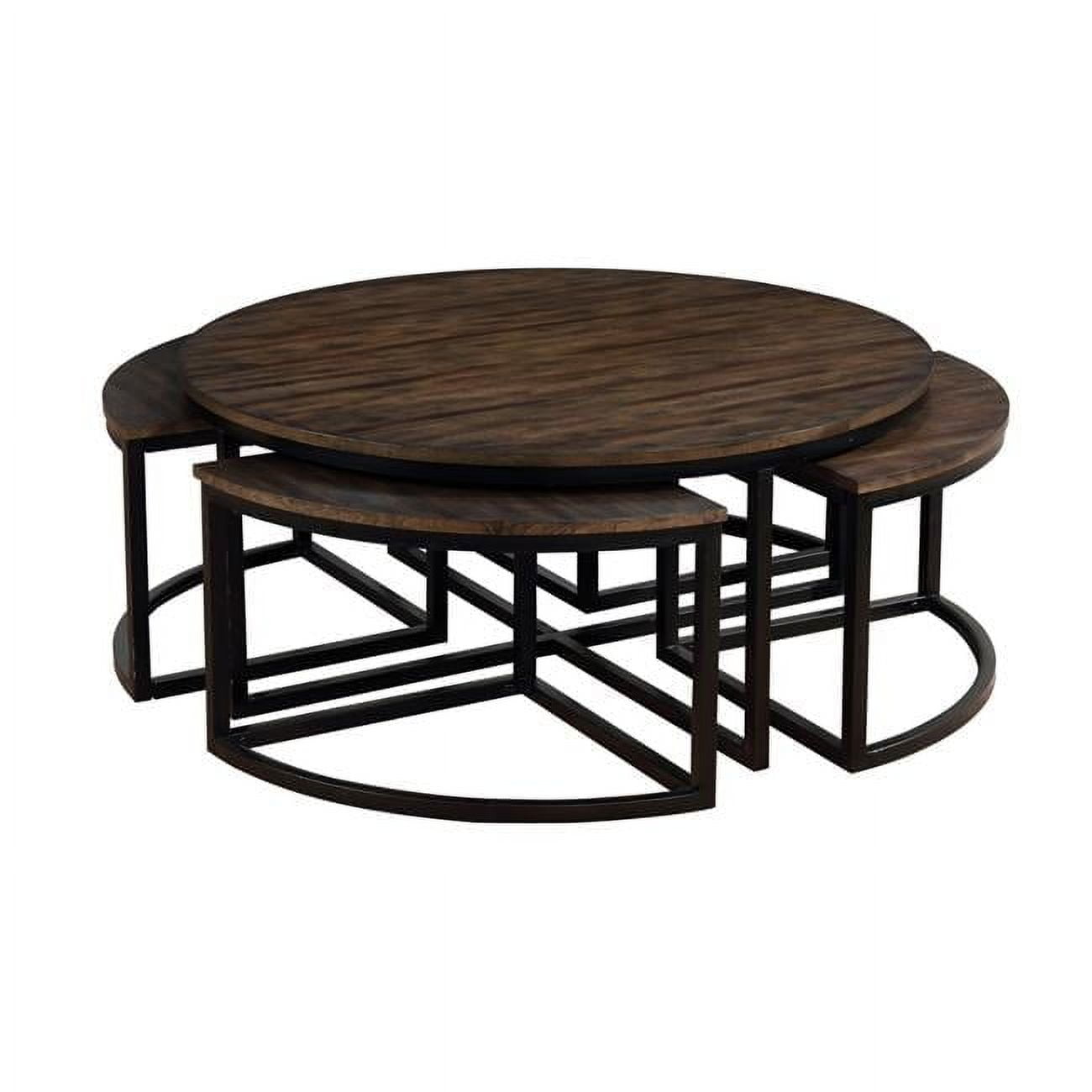 Espresso Acacia Wood & Metal 45" Round Nesting Coffee Table