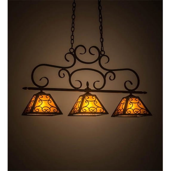42 in. Bandolei 3 Light Island Pendant, Mahogany Bronze & Amber Mica