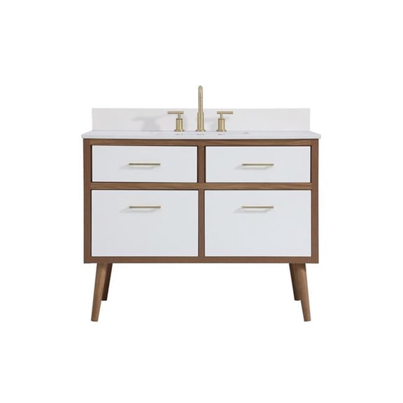 42 in. Bathroom Vanity with Backsplash - White