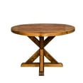 thumbnail image 1 of 42 in. Brown Rustic Farmhouse Solid Wood Round Dining Table, 1 of 1