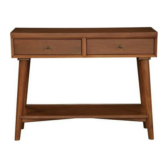 42 in. Brown Solid & Manufactured Wood Floor Shelf Console Table with Storage with Storage