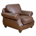 thumbnail image 1 of 42 in. Charleston Top Grain Leather Rolled Arm Accent Chair with Nailheads Chestnut Brown, 1 of 1