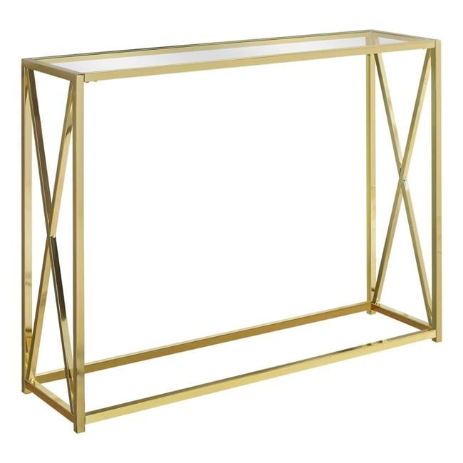 Gold Metal and Glass Rectangular Console Table