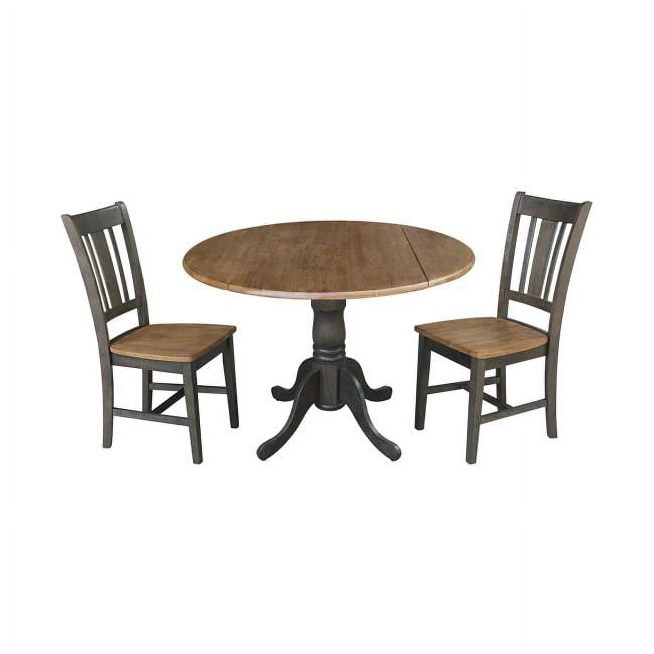 42" Hickory and Washed Coal Dual Drop Leaf Table with 2 Chairs