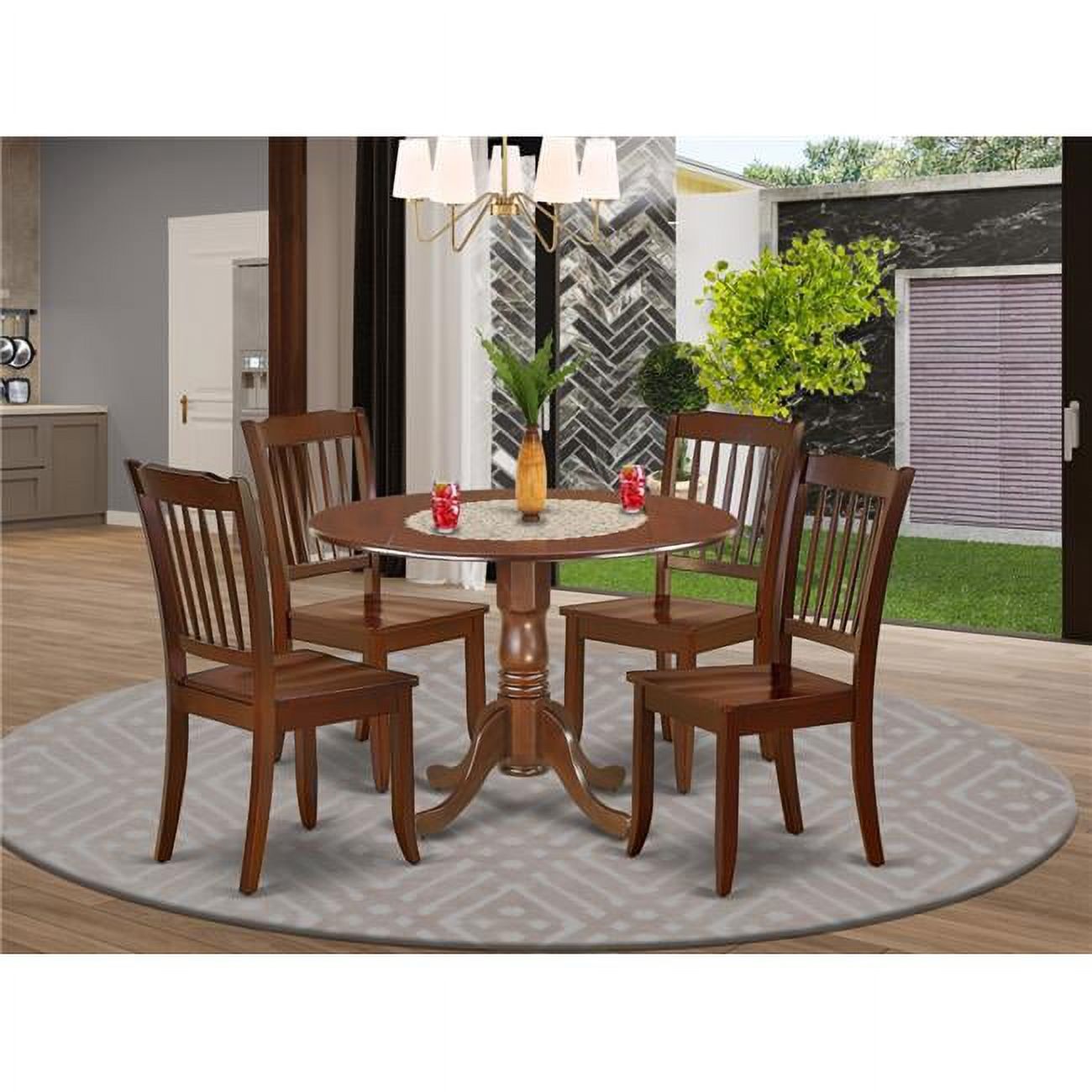 42 in. Dublin Round Table with Two 9 in. Drop Leaves & 4 Vertical