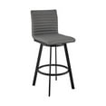 thumbnail image 1 of 42 in. Faux Leather & Iron Swivel Bar Round Height Chair, Gray, 1 of 1