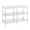 thumbnail image 1 of 42 in. Glass Mirrored Floor Shelf Console Table with Storage, Clear & Silver, 1 of 1