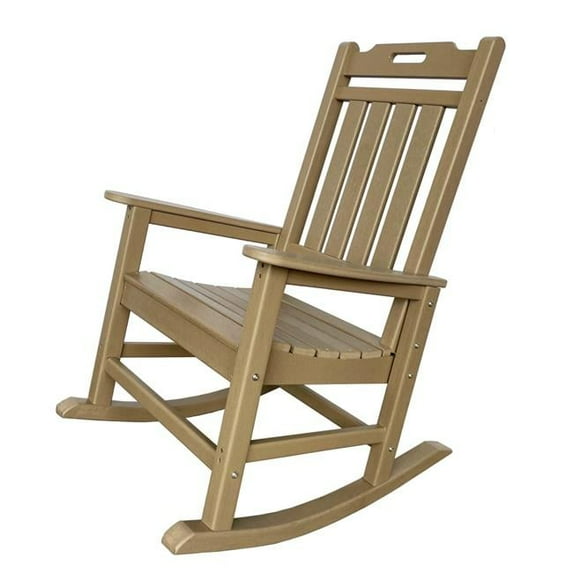 42 in. Heavy Duty Plastic Rocking Chair, Sandy Brown