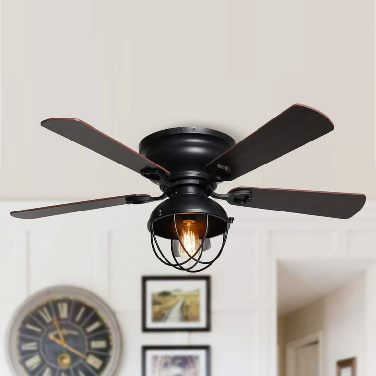 42-in Industrial 5-Blade Matte Black Low Profile Flush Mount