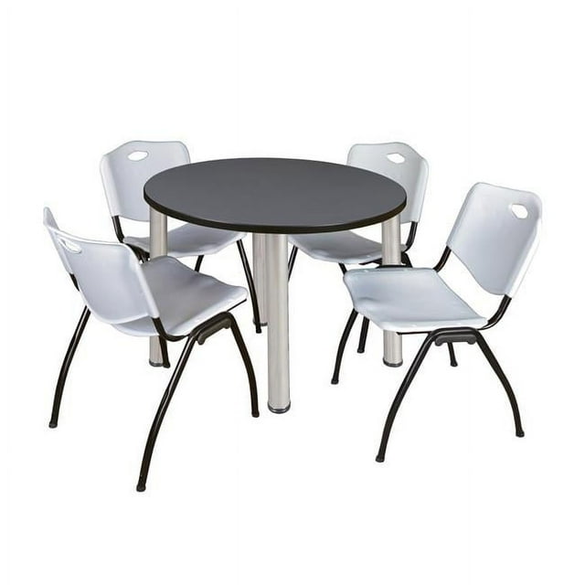 42-Inch Round Breakroom Table - Versatile Grey Office Table For Lunchrooms, Cafes & Staff Break Areas