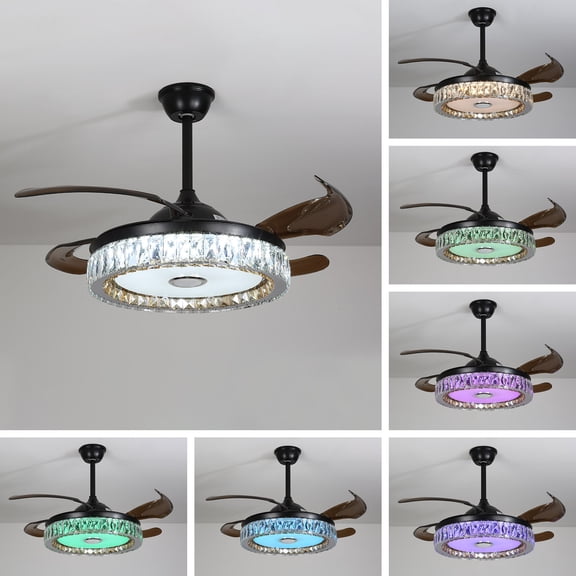 42-in Music play Reverse 6-Speed Black with Plastic Blades Color-Changing Chande