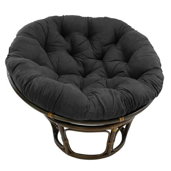 42 in. Rattan Papasan Chair with Micro Suede Cushion, Black