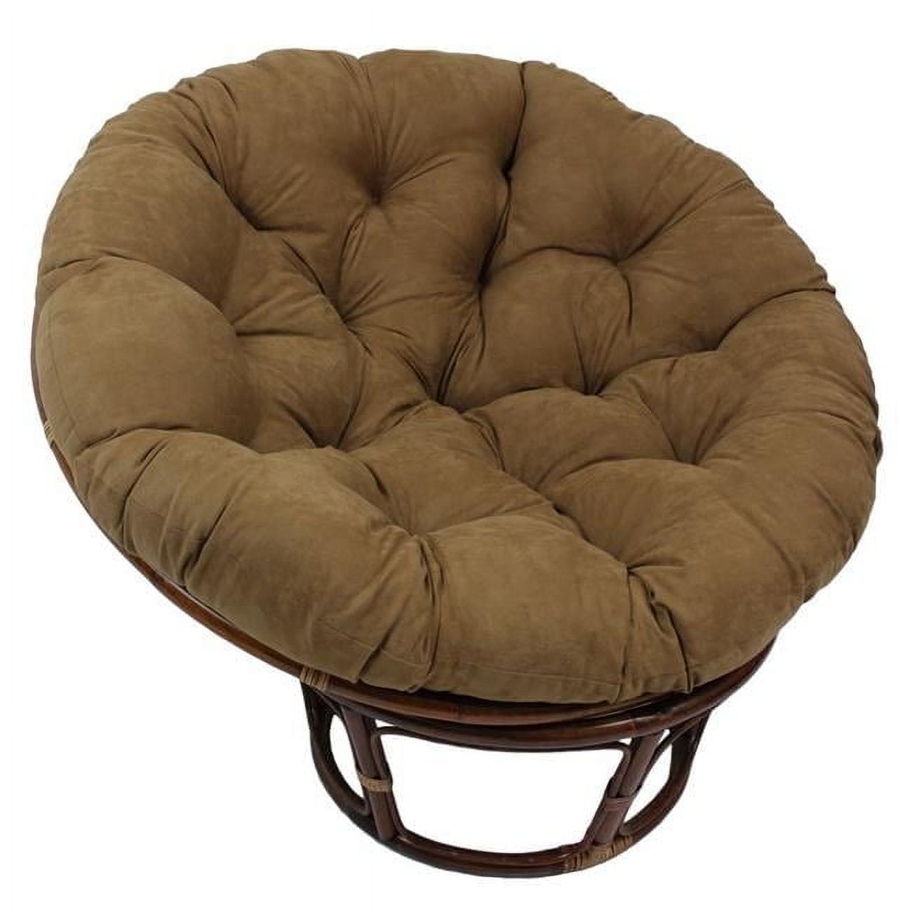 42" Saddle Brown Rattan Papasan Chair with Microfiber Cushion
