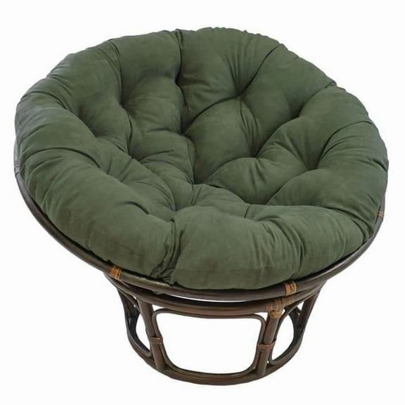 42 in. Rattan Papasan Chair with Micro Suede Cushion, Hunter Green