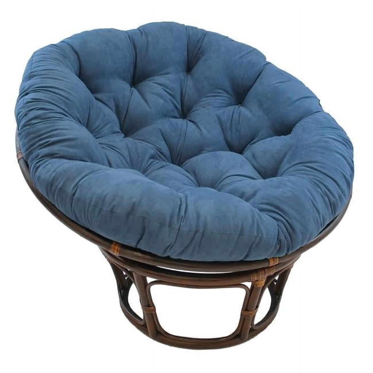 42 in. Rattan Papasan Chair with Micro Suede Cushion, Indigo - Walmart.com