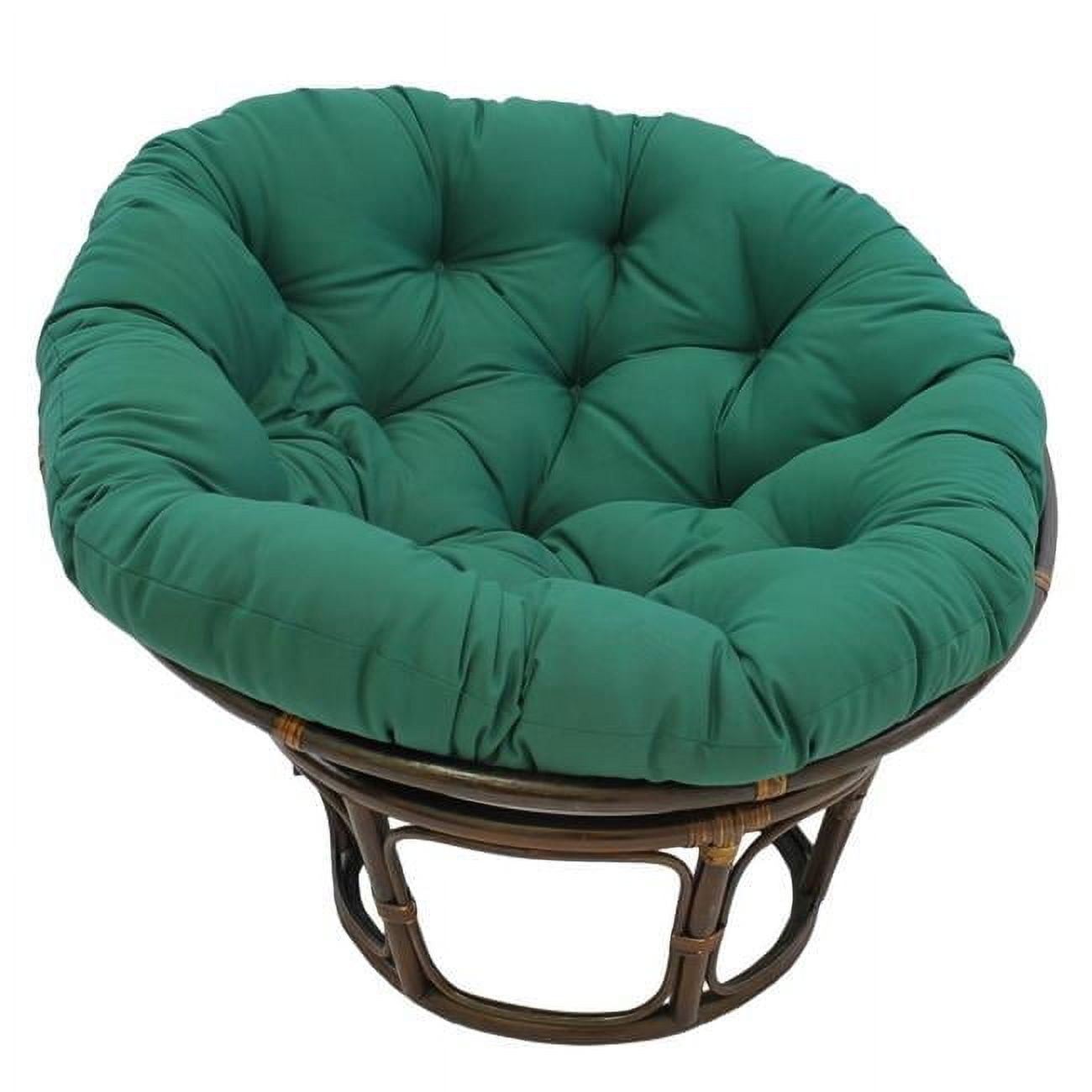 42 in. Rattan Papasan Chair with Solid Twill Cushion, Forest Green ...