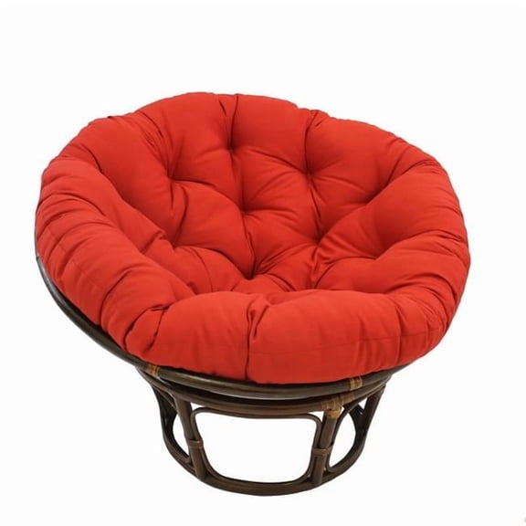 42 in. Rattan Papasan Chair with Solid Twill Cushion, Ruby Red