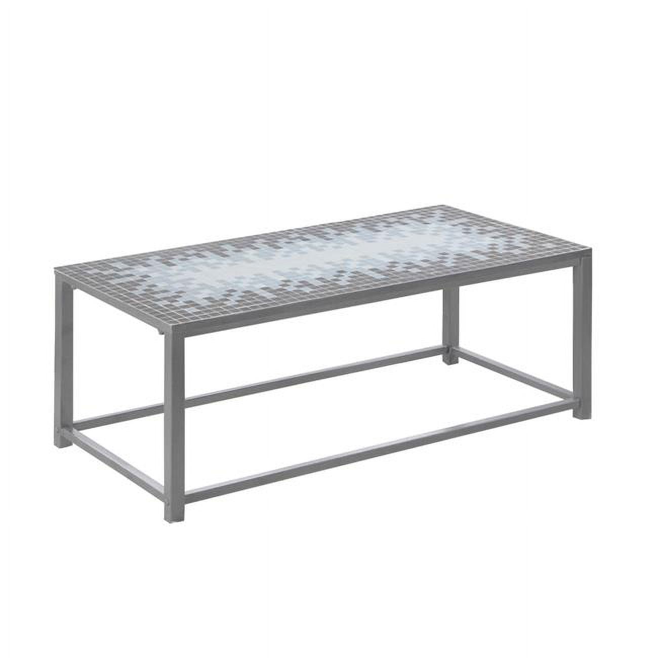 Elegant 42" Rectangular Metal Coffee Table with Grey Tile Top