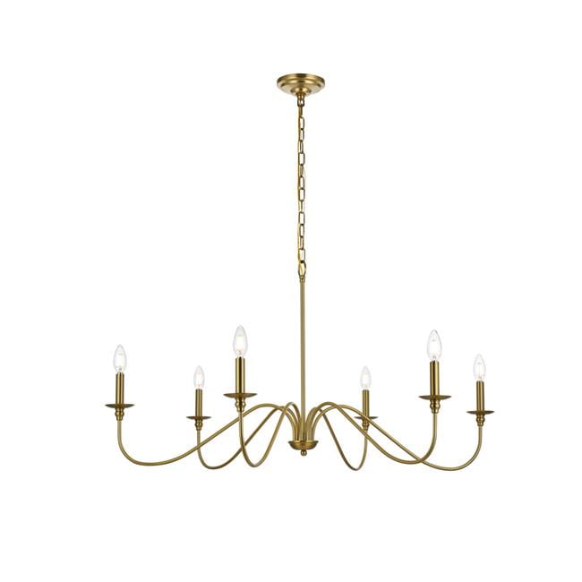 Satin Gold 42" 8-Light Metal Chandelier with Adjustable Chain