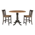 thumbnail image 1 of 42 in Round Drop Leaf Counter Height Table with 2 Stools in Hickory/Washed Coal, 1 of 10