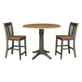 thumbnail image 1 of 42 in Round Drop Leaf Counter Height Table with 2 Stools in Hickory/Washed Coal, 1 of 10