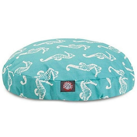 42 in. Sea Horse Round Pet Bed - Teal - Large