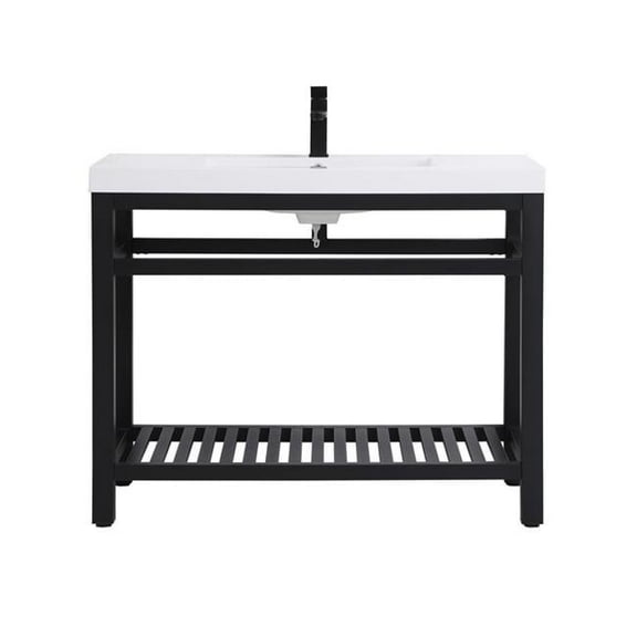 42 in. Single Bathroom Metal Vanity, Black