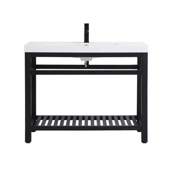 42 in. Single Bathroom Metal Vanity, Black