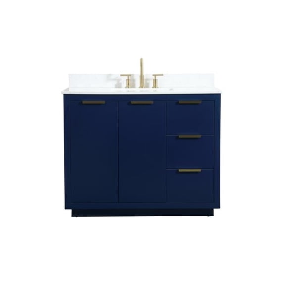 42 in. Single Bathroom Vanity, Blue with Backsplash