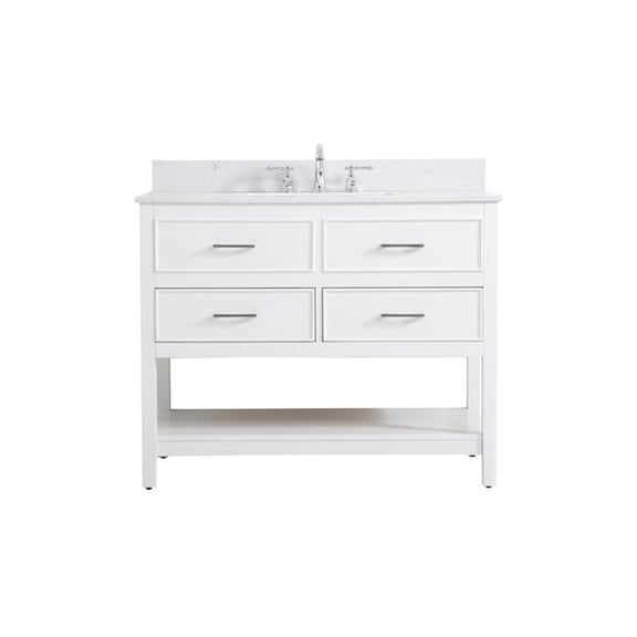 42 in. Single Bathroom Vanity, White with Backsplash